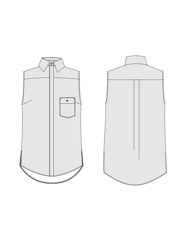 Orageuse, chemise Rome, version courte, options : poche boutonnée et dos pli plat